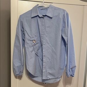 Zara Light Blue Button-Up Shirt with Collar